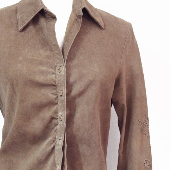 Vintage suede snap down Western blouse, SKOTTS SUEDE, Washable, Size M - Picture 7 of 11